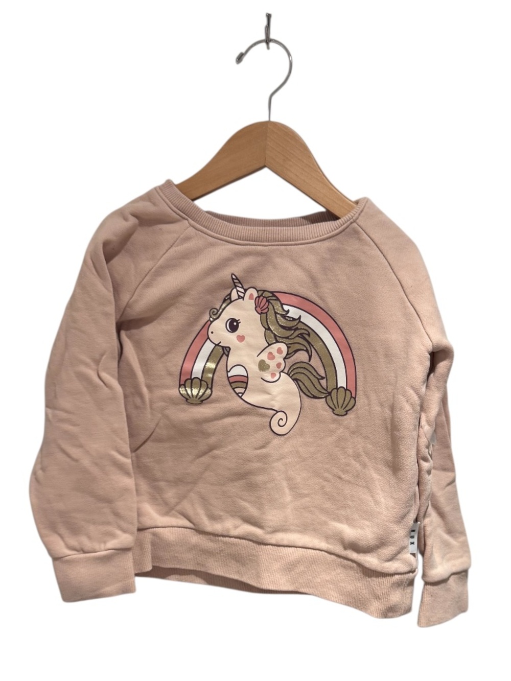 HUX / HUXBABY Narwal/Unicorn print pink sweatshirt - size 4